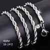 Collier couleur argent corde chaîne Colgante Plata De Ley 925 Mujer Pierscionki bijoux pour femmes Chains210r
