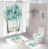 Top All-match Bathroom Curtain Polyester Waterproof Shower Curtain Set 3d Printing Shower Curtain Bathroom Four-Piece Set