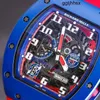 Racing Machine RM polshorloge Richardmille polshorloge Rm030 blauw keramiek zijkant rood Parijs beperkte wijzerplaat 42,7 * 50 mm met verzekering