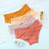 Other Panties Women Lace Underwear Bow Sexy Mid-Waist Briefs Hollow Out Underpant Solid Comfortable Back Cross Strap Female Lingerie YQ240130