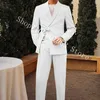 Senaste herrdräkt Blazer Pants Designs Slim Fit 2 Pieces Men Suits Groom Wear Men Wedding Tuxedos Costume Homme Mariage 240125