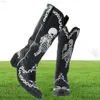 Donne Scheletro Skull Selfie Cowboy Western Mid Calf Stivali puntati di punta di punta tacco goth goth punk autunno designer di marchi Y2734630