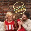 Night Lights Hamburger Neon Light Sign For Party Wedding Birthday Fast Food Shop Restaurant Wall Hanging LED Home Decoration