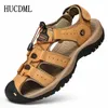 GAI Men's Sandals Summer Anti-collision Toe Outdoor Walking Treking Casual Leather Hiking Men Slippers Beach Wading Shoes 240119 GAI