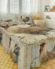 Spódnica łóżka vintage rooster retro farm elastyczne łóżko z poduszkami z poduszkami materaca pokrywa pościeli arkusz zestawu
