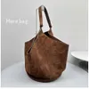 Herbst/Winter-Handtasche, mattes Rindsleder, Wildleder, Dumpling-Eimer-Stil, Nischen-Einzelschultertasche für Damen, echtes Leder, zum Einkaufen, Strand, Vintage-Chic, Luxus