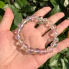 Strands 1 Pc Fengbaowu Natural Aura Rock Quartz Bracelet Colorful Round Beads Crystal Healing Stone Jewelry Gift For Women Men