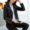 Women Faux Leather Jacket Sugion Systlish Faux Leather Women’s Motor Stacket مع Decord stular zipper Decor