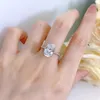 ring Moissanite verlovingsring 925 zilveren diamant bezet met diamanten officiële reproducties diamant luxe kristal Europese maat met doos 006