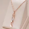 Chains Kinel Fashion Geometric Hollow Zircon Pendant Necklace 585 Rose Gold And Silver Dichroic Plating Wedding Daily Fine Jewelry Gift