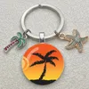 Porte-clés étoile de mer noix de coco porte-clés plage bord de mer coucher de soleil porte-clés personnalité bijoux cadeau porte-clés pour la maison