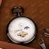 Pocket Watches Stainless Steel Alloy Metal Sun Moon Star Movement Watch Transformation Mechanical