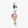 Charms 925 Sterling Silver Two-tone key & Sliding Heart Dangle Charms Fit Original European Charm Bracelet Fashion Women Wedding E1955