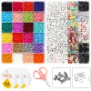 Beads 2 Boxes Seed Beads Set Letter Beads & Random Pendant Beginner Jewelry Making Kit Set with Clear Strings for DIY Craft Bracelet