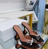 Amina muaddi Jurk Schoenen sandalen Satijnen puntige slingbacks Bowtie pumps Kristal-zonnebloem hoge hakken shoe10cm Womens Luxury Designer Party Wedding Shoes 35-42
