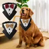 ملابس الكلاب اللينة الأليفة اليطانية ذات القوس باندانا للكلاب قابلة للتعديل مريحة مثلث وشاح ديكور حفلة صغيرة