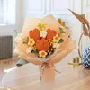 Decorative Flowers Artificial Fake With Eucalyptus Gift Knitted Crochet Flower Bouquet For Party Shelf Wedding Anniversary