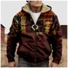 Herenjassen Herenfleece met lange mouwen en rits Hoodies Vintage prints Retropatroon Winterparka's Jas voor heren/dames Bovenkleding L240129