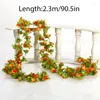 Decorative Flowers 230cm Long Artificial Silk Roses Ivy Vines Garland Wedding Party Christmas Garden Decor Fake Leaf Wall Hanging Rattan