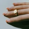 Ringar anpassade ovala namnringar för kvinnor personlig ihålig bokstav finger ring rostfritt stål smycken minnesgåvor