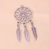 Charmes 30pcs Vintage Silver Tree Feather Dream Catcher Charms For Earge Collier Making DIY Metal Dream Catcher Charms