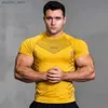 Men's T-Shirts Compression Quick Dry T-shirt Men Fitness Training Short Sleeve Shirt Male Gym Bodybuilding Skinny Tees Tops Running Clothing Q240130