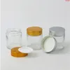 12 x 80g Travel Empty Facial Cream Glass Jar 1/3oz Cosmetic Make up Sample Container Emulsion Refillable Pot Silver Gold Lidhigh qualti Fipo