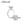 AINUOSHI 3 Karat Rundschliff Verlobungsring 925 Sterling Silber Ring Party Anel Aneis Anillos für Frauen Hochfassung Brautringe Y310R