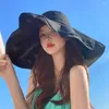 女性のための広い縁の帽子の太陽の帽子ファッション旅行屋外の大きなビーチサマーキャップバケツフィッシャーマン