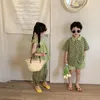 Clothing Sets 2024 Summer Boy Girl Matching Clothes Brother Sister Floral Short Sleeve Shorts 2pcs Suit Twins Siblings Outfits Children