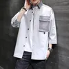 Casual herenoverhemden Aankomst Driekwart mouw Overhemd Mode Katoen Slim-fit Strijkvrij Koreaanse kleding Plus maat 3XL