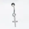 Ketting 925 Sterling Zilver Navelpiercing Helder Zirkoon Stenen Lichaam Sieraden Kruisvorm Navel Bar Piercing Sieraden