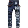 Herenjeans 3D-geprint elastisch gepersonaliseerd patroon Slanke denimbroek Mode Hiphop Klassieke rechte herenbroekkleding