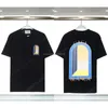 Mens T Shirts Designer Tees Rainbow Mushroom Letter Print Kort ärm toppar Bomull Löst män Kvinnor Skjorta 01
