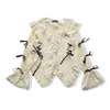 Karrram Y2k esthetiek Lace Shirt Grunge Gothic onregelmatige Blouses Fairy Harajuku Bandage Shirt Vintage Lolita kleding Mall Goth 240125