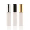 10 ml parfymflaskor med sprayer frostat glas guld silver svart kosmetisk behållare påfyllbar dim spray flaska 25 st lot279o