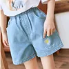 Shorts Girls For Summer Cotton Big Kids Thin Jeans Shorta Pants Fashion Pure Color Denim Elastic midja Trasig 8 12 år