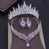 Set di set di cristalli viola di lusso set di gioielli da sposa per donne crown orecchino cravatta tiara da matrimonio sposa set di gioielli Dubai