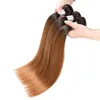 Ombre 1b/30 brasiliansk mänsklig remy jungfru hår rakt hår väver 100g/bunt dubbel wefts 3bunds/parti