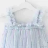 Flickans klänningar småbarn baby flicka klänning regnbåge paljetter tyll tutu vestidos 6 månader-5 år barn födelsedagsfest prinsessan set spädbarn sommar söt