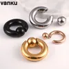 Vanku 10pcsステンレス鋼の耳栓とトンネルビッグサイズキャプティブフープリングノーズニップルピアスボディジュエリー240127