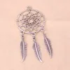 Charmes 30pcs Vintage Silver Tree Feather Dream Catcher Charms For Earge Collier Making DIY Metal Dream Catcher Charms