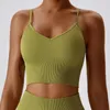 Roupa de yoga com nervuras sutiã esportivo push up ginásio superior mulher treinamento com almofadas de peito mulheres roupa interior fitness treino tanque