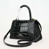 Черные сумки через плечо с тиснением под крокодила в стиле песочных часов, женские брендовые кожаные сумки, модный кошелек на слинге, оптовая продажа