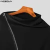 Hommes manteau manteaux couleur unie col roulé fermeture éclair irrégulière Ponchos hommes Streetwear décontracté mode longue Trench S-5XL INCERUN 240130