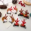 Accessoires pour cheveux 2pcs / Set Kawaii Noël Antler Hairpin Elk Ear Bell Clip Mignon Chapeaux Joyeux Décorations pour la maison Ornements de Noël