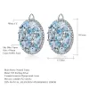 Charm Gem's Ballet Natural Sky Blue Topaz Pure Sterling Sier Oval Clip Earrings Women Gift Vintage Fine Costume Smycken