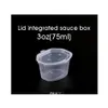 Tasses à sauce en plastique jetables de 75 ml 3 oz avec couvercle assaisonnement boîte à chutney boîte à emporter transparente petite boîte de rangement pour aliments à emporter 100 pièces Sn265p