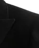The Platinum Tailor Manteau d'hiver double boutonnage en laine de cachemire noir pour homme avec col en velours et doublure argentée
