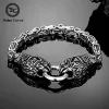 Bangle Retro Norse Runes Odins Wolf Paw Armband Men's Vikings Fenrir Amulet rostfritt stålkedja Bangles Skandinaviska smycken gåvor